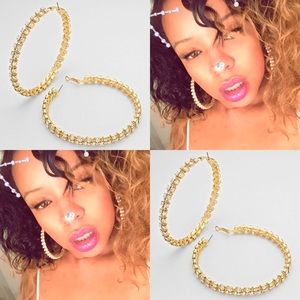 Gold Crystal Hoop Earring